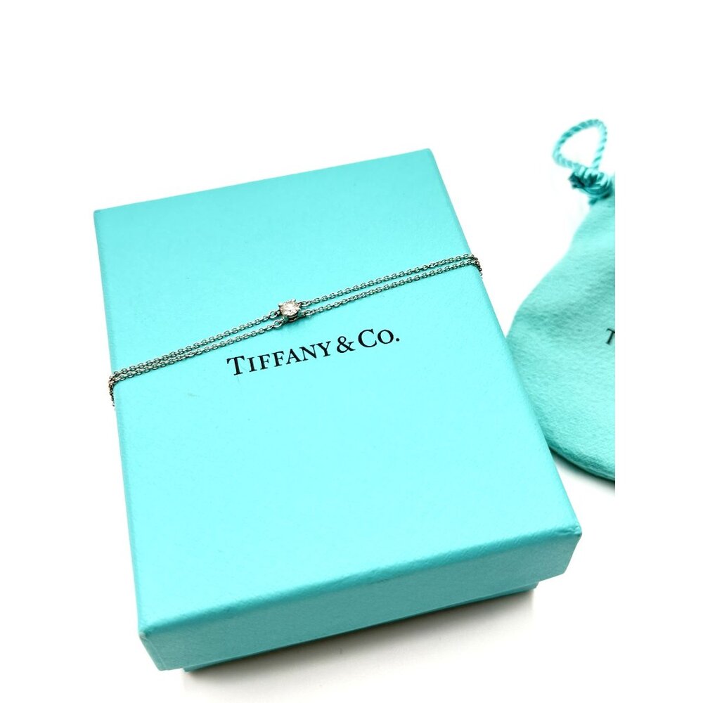 Tiffany & Co. PT950 Platinum Diamond Solitaire Bracelet With Box
